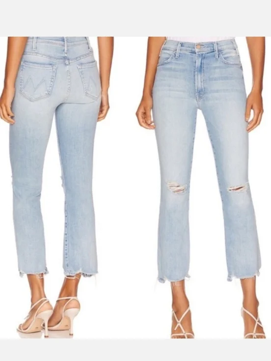 Mother The Hustler Ankle Chew Petal Pucker Jeans Light Wash Blue Denim Size 29 - Picture 3 of 15